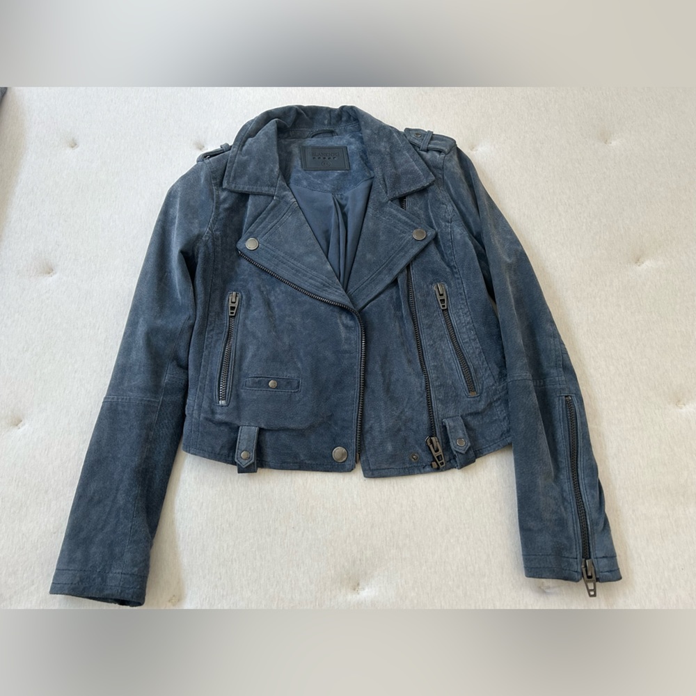 Blank NYC Blue Suede Moto Jacket